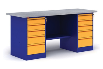 Металлический верстак двухтумбовый с тумбой и драйвером Paks ВП - 6/1.6