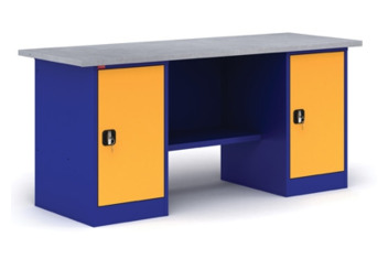 Металлический верстак двухтумбовый с тумбой и драйвером Paks ВП - 5/1.6