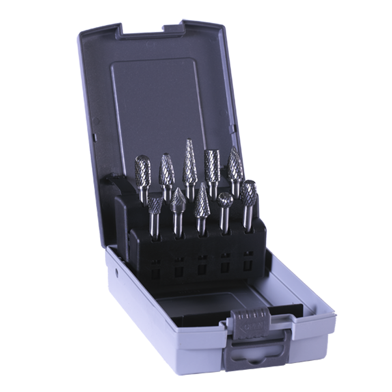 Набор из 10 борфрез из Tungsten Carbide K30. Захват  Ø 6 mm EUROBOOR RBS.110